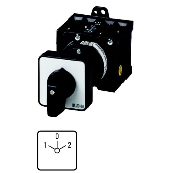 Reversing switches, T3, 32 A, rear mounting, 3 contact unit(s), Contacts: 5, 60 °, maintained, With 0 (Off) position, 1-0-2, Design number 8401 image 1