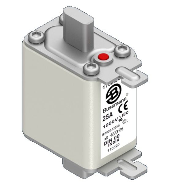 Fuse-link, high speed, 40 A, AC 1000 V, DIN 00, aR, DIN, IEC, single indicator, live gripping lugs image 3