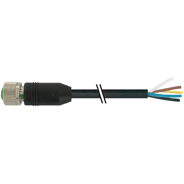 M12 female 0° A-cod. with cable PUR 12x0.14 bk UL/CSA+drag ch. 1.5m image 1