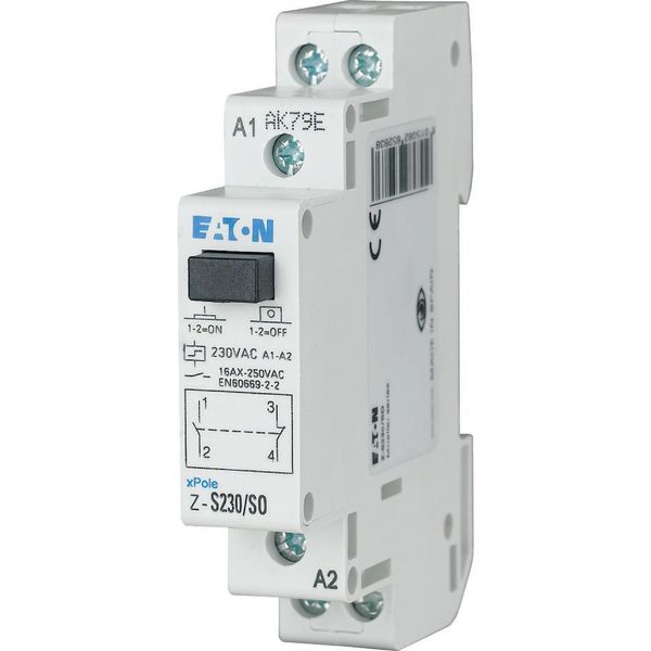 Impulse relay, 240AC, 2 N/O, 16A, 50Hz, 1HP image 1