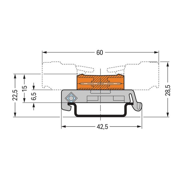 Double pin header DIN-35 rail mounting 3-pole orange image 2
