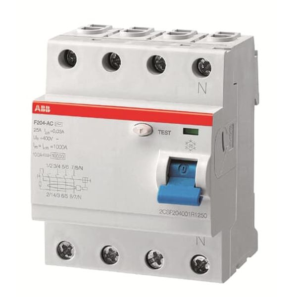 F204 AC-80/0.5 IEC Residual Current Circuit Breaker 4P AC type 500 mA image 1