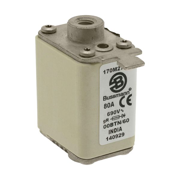 Fuse-link, high speed, 80 A, AC 690 V, size 00, 30 x 62 x 64 mm, aR, IEC, single indicator image 15