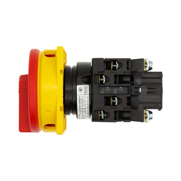 Main switch, T0, 20 A, flush mounting, 2 contact unit(s), 3 pole, 1 N/O, Emergency switching off function, With red rotary handle and yellow locking r image 34