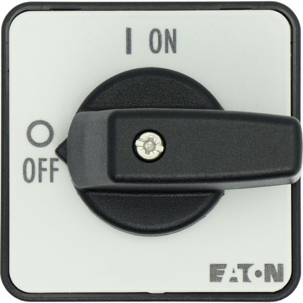 On-Off switch, T0, 20 A, centre mounting, 1 contact unit(s), 2 pole, with black thumb grip and front plate image 31