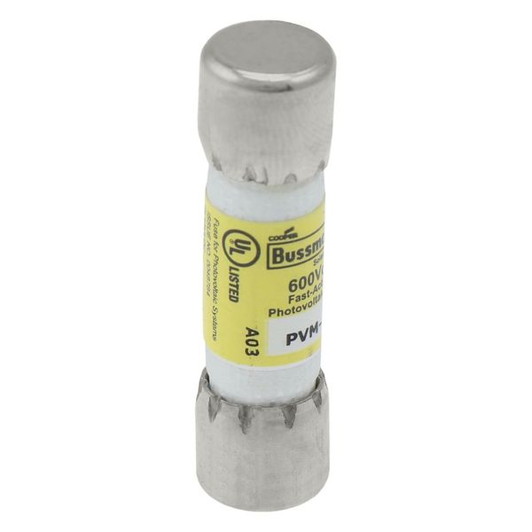 Midget Fuse, Photovoltaic, 600 Vdc, 50 kAIC interrupt rating, Fast acting class, Fuse Holder and Block mounting, Ferrule end X ferrule end connection, 25A current rating, 50 kA DC breaking capacity, .41 in diameter image 17