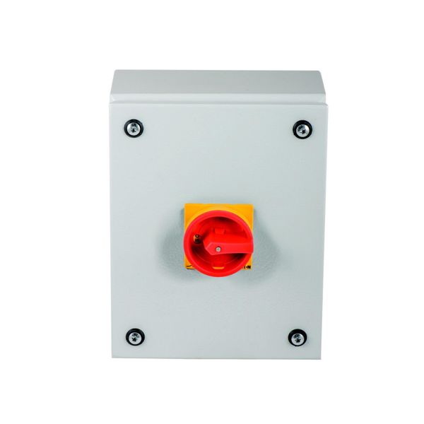 Main switch, T3, 32 A, surface mounting, 4 contact unit(s), 8-pole, Emergency switching off function, With red rotary handle and yellow locking ring, image 18