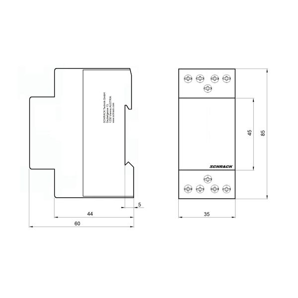 DIN Rail contactor 25A, 4 NO, 24VAC, 2MW, AMPARO image 3