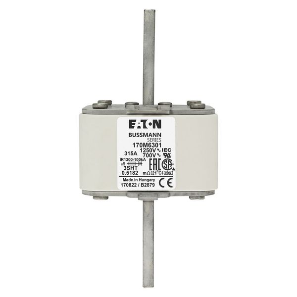 Fuse-link, high speed, 315 A, AC 1250 V, size 3, 76 x 76 x 155 mm, aR, IEC, single indicator image 7