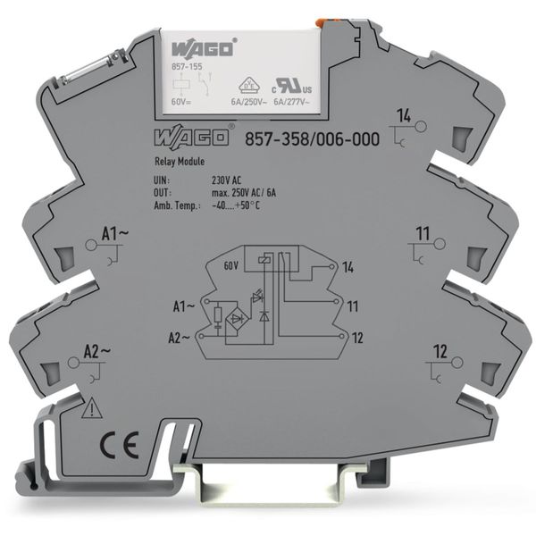 857-358/006-000 Relay module; Nominal input voltage: 230 VAC; 1 changeover contact image 1