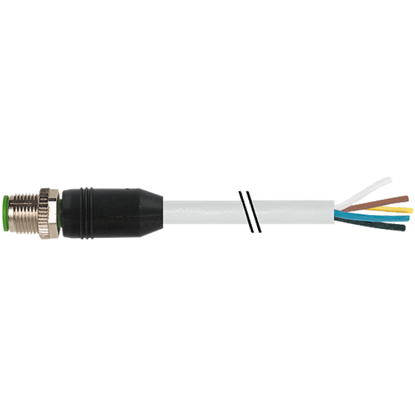 M12 male 0° A-cod. with cable PUR 12x0.25 gy UL/CSA+drag ch. 1m image 1