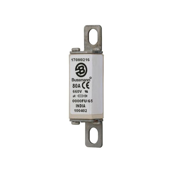 Fuse-link, high speed, 80 A, AC 660 V, size 0000, 18 x 19 x 80 mm, aR, UL image 2