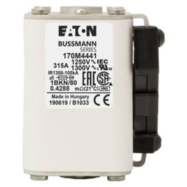 Fuse-link, high speed, 315 A, AC 1250 V, size 1, 53 x 69 x 80 mm, aR, IEC, UL, single indicator image 9