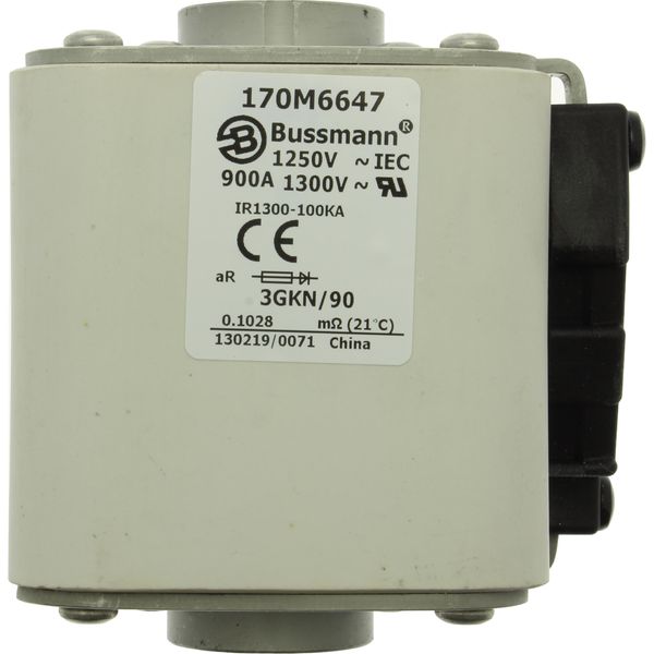 Fuse-link, high speed, 900 A, AC 1250 V, size 3, 76 x 92 x 91 mm, aR, IEC, UL, type K indicator, flush end, 13 UNC image 11