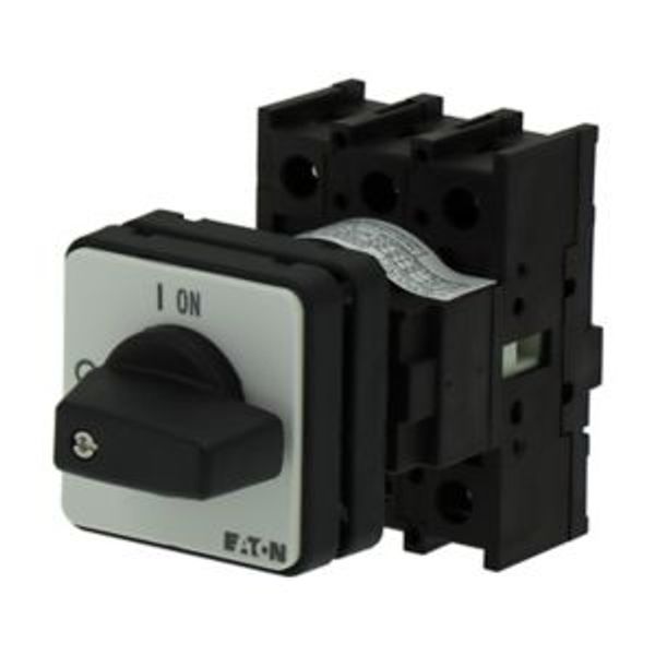 On-Off switch, P1, 40 A, centre mounting, 3 pole, with black thumb grip and front plate image 3