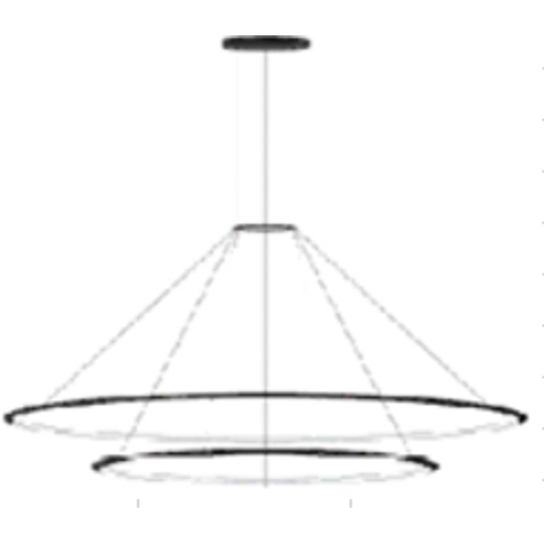 Pendant Circular Outward 2 Rings (ø900 ø600) LED 77.3W 3226lm 2700K Black image 1