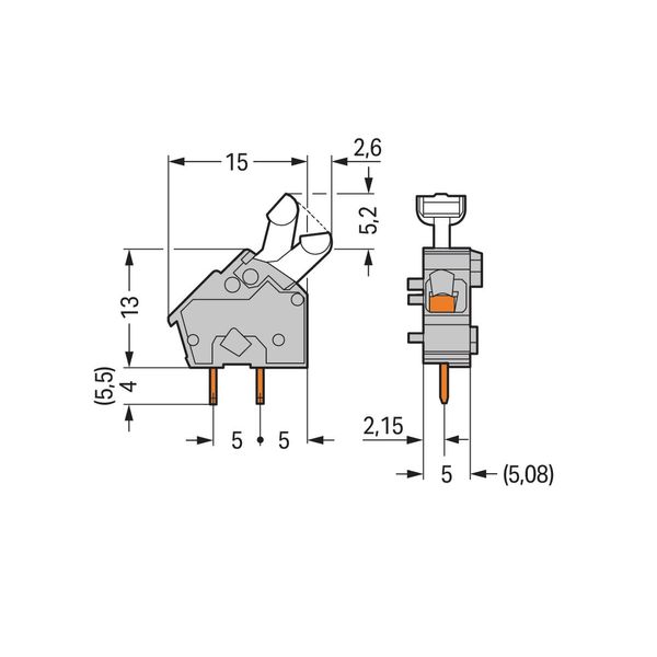 Stackable PCB terminal block push-button 2.5 mm² orange image 3