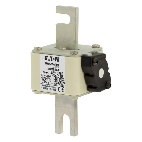 Fuse-link, high speed, 800 A, AC 690 V, DIN 2, 61 x 77 x 138 mm, aR, DIN, IEC, single indicator image 17