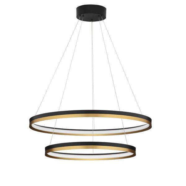 Triac Dimmable Black & Brass Gold Metal  & Acrylic   LED 98 Watt 230 Volt   7643Lm 3000K IP20   D: 80 H: 150 cm Adjustable Height & Rotating image 1