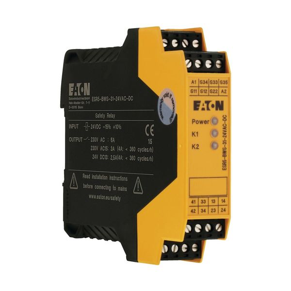 Safety relays for controlled stop/protective door/light curtain monitoring, 24 V DC/AC, 3 enabling paths image 18