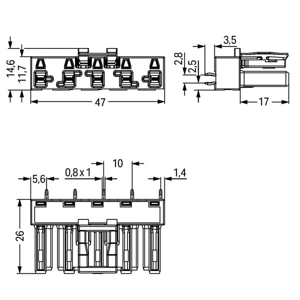 Socket for PCBs straight 5-pole black image 4