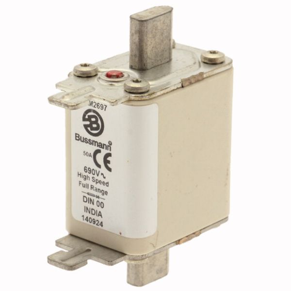 Fuse-link, high speed, 50 A, AC 690 V, DIN 00, 30 x 60 x 79 mm, gR, DIN, IEC, single indicator image 3