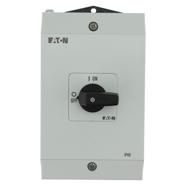 On-Off switch, P1, 40 A, surface mounting, 3 pole, 1 N/O, 1 N/C, with black thumb grip and front plate image 7