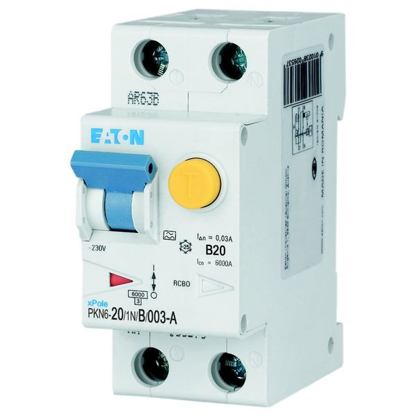 RCD/MCB combination, 20 A, 30 mA, MCB trip characteristic: B, 1p+N, RCD trip characteristic: A image 6