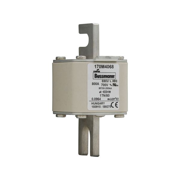 Fuse-link, high speed, 800 A, AC 690 V, DIN 1, 53 x 66 x 108 mm, aR, DIN, IEC, single indicator image 9