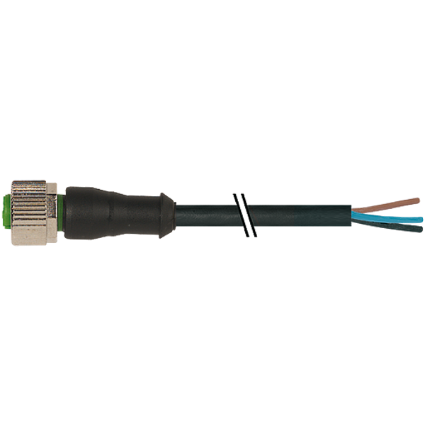 M12 female 0° A-cod. with cable PUR 4x0.34 bk +robot+drag ch. 25m image 1