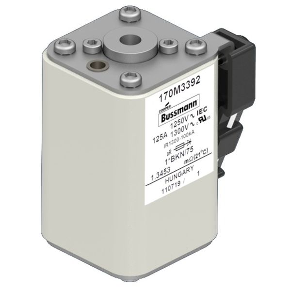 Fuse-link, high speed, 125 A, AC 1250 V, compact size 1, 45 x 59 x 75 mm, aR, IEC, UL, single indicator image 2