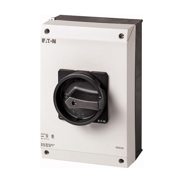 Main switch, P3, 63 A, surface mounting, 3 pole, 1 N/O, 1 N/C, STOP function, With black rotary handle and locking ring, UL/CSA image 6