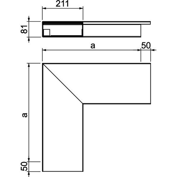 WDK F80210RW Flat angle  560,5x210x80 image 2