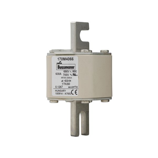 Fuse-link, high speed, 630 A, AC 690 V, DIN 1, 53 x 66 x 108 mm, aR, DIN, IEC, single indicator image 5