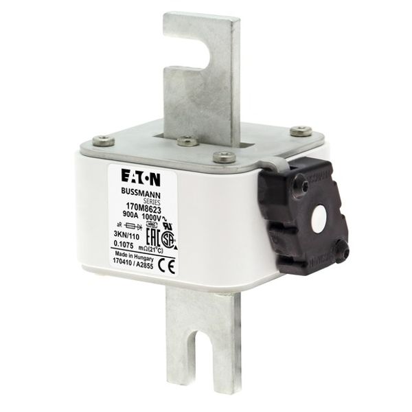 Fuse-link, high speed, 900 A, AC 1000 V, DIN 3, 74 x 92 x 138 mm, aR, DIN, IEC, single indicator image 3