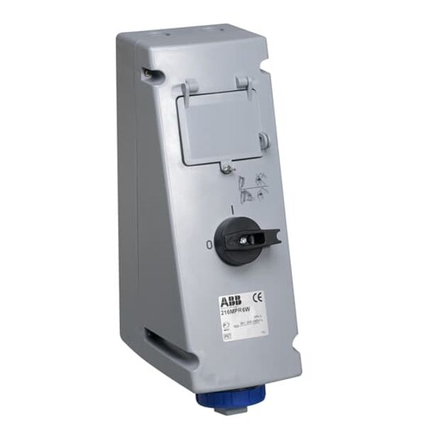 Switched interlocked socket-outlet with RCD, 9h, 30mA, 16A, IP67, 3P+N+E image 1
