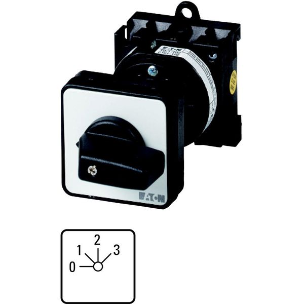 Step switches, T0, 20 A, rear mounting, 2 contact unit(s), Contacts: 3, 45 °, maintained, With 0 (Off) position, 0-3, Design number 8311 image 5