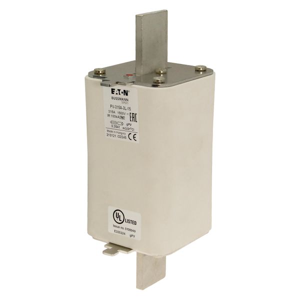 Fuse-link, high speed, 315 A, DC 1500 V, 3L, 75 x 205 mm, gPV, IEC, UL, with indicator image 3