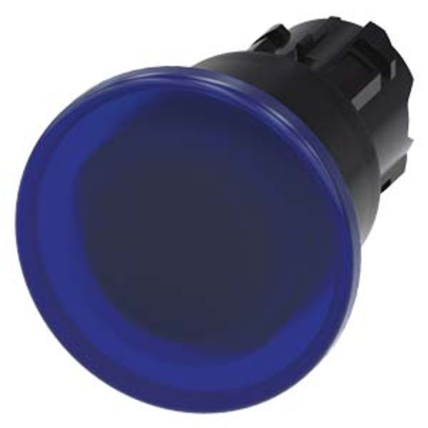 Illuminated mushroom pushbutton, 22 mm, round, plastic, blue, 40mm, latching,…3SU1001-1BA50-0AA0-Z Y19 image 1