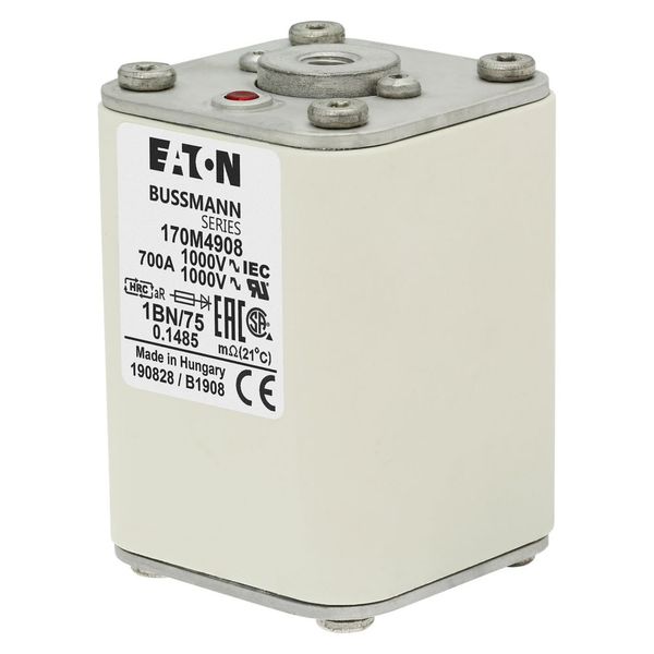 Fuse-link, high speed, 700 A, AC 1000 V, size 1, 53 x 53 x 75 mm, aR, IEC, single indicator image 7