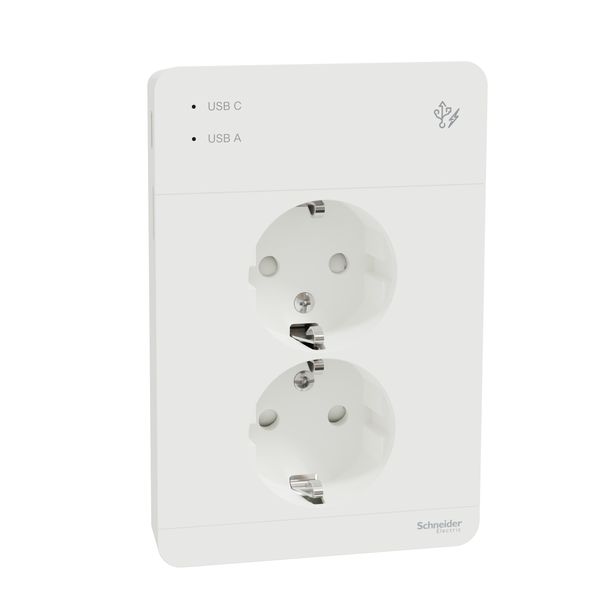 Exxact - double socket-outlet, USB type A + C, 16A 15W - white image 3