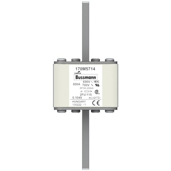 Fuse-link, high speed, 315 A, AC 1250 V, size 2, 61 x 77 x 160 mm, aR, IEC, UL, single indicator image 1