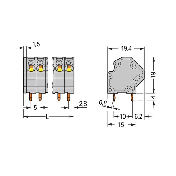 PCB terminal block 4 mm² Pin spacing 5 mm gray image 3