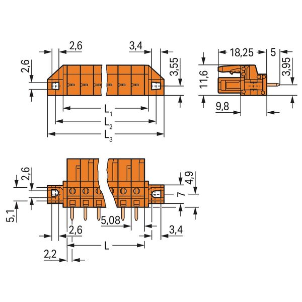 THT female header straight Pin spacing 5.08 mm orange image 2