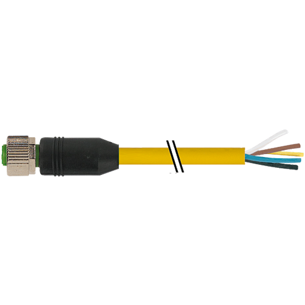 M12 female 0° A-cod. with cable TPE 5x18AWG ye UL/CSA. ITC/PLTC 10m image 1