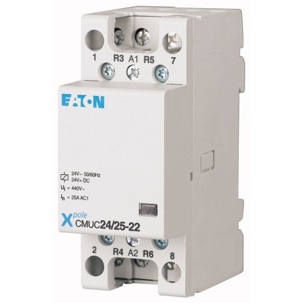 Installation contactor, 24 VAC/DC, 3N/C+1N/O, 25A image 1