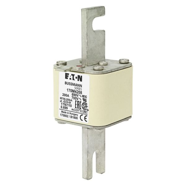 Fuse-link, high speed, 200 A, AC 690 V, DIN 1, 53 x 66 x 138 mm, aR, DIN, IEC, type T indicator image 4