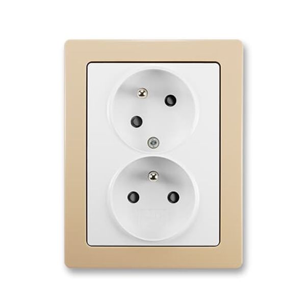 5513J-C02357 B1C3 Double socket outlet with earthing pins, shuttered, with turned upper cavity image 1