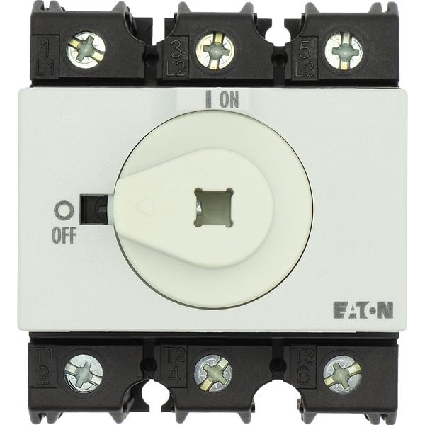 Main switch, P3, 63 A, rear mounting, 3 pole, Emergency switching off function, With red rotary handle and yellow locking ring, Lockable in the 0 (Off image 30