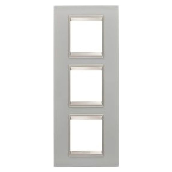 LUX INTERNATIONAL PLATE - IN GLASS - 2+2+2 MODULES VERTICAL - NATURAL REFLECTION - INNER FRAME MATT LIGHT BRONZE - CHORUSMART image 1